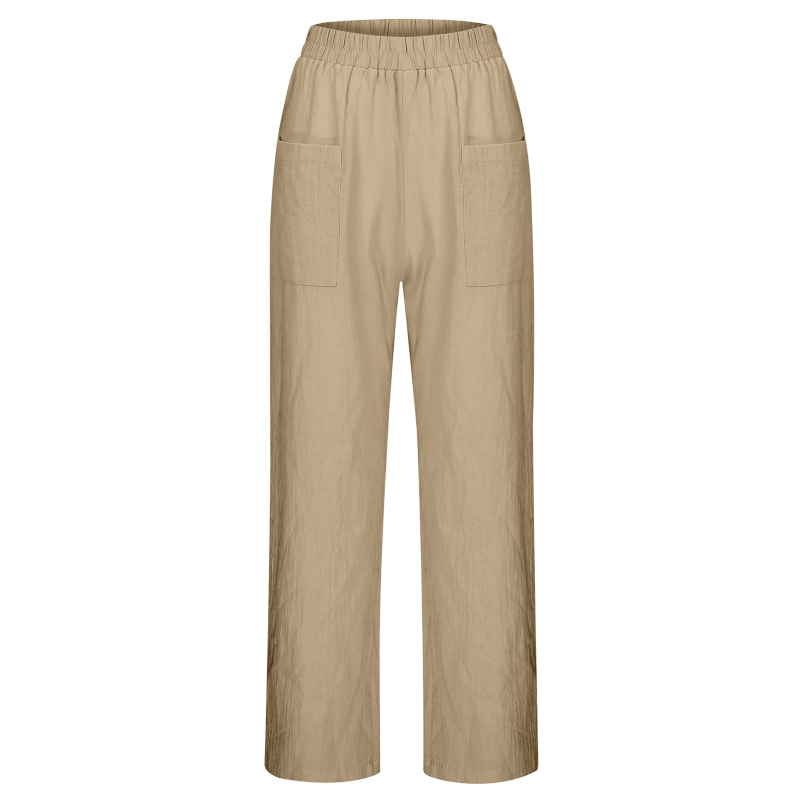 thumbnail image 4 of Pantalones elásticos de lino de cintura alta para mujer, informales: pantalones ligeros de verano para hacer ejercicio, 4 of 8
